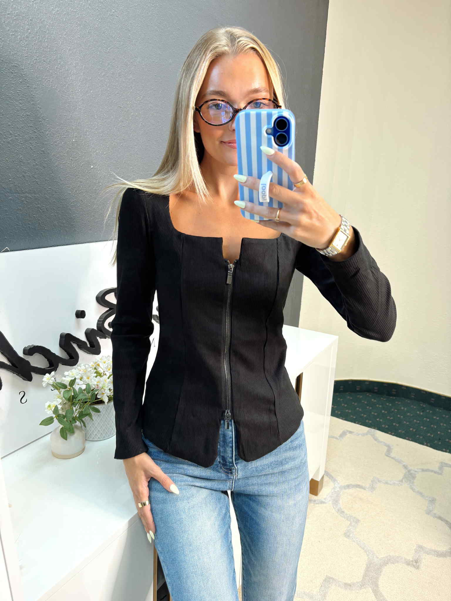 Gunmetal Zip Me Up Top