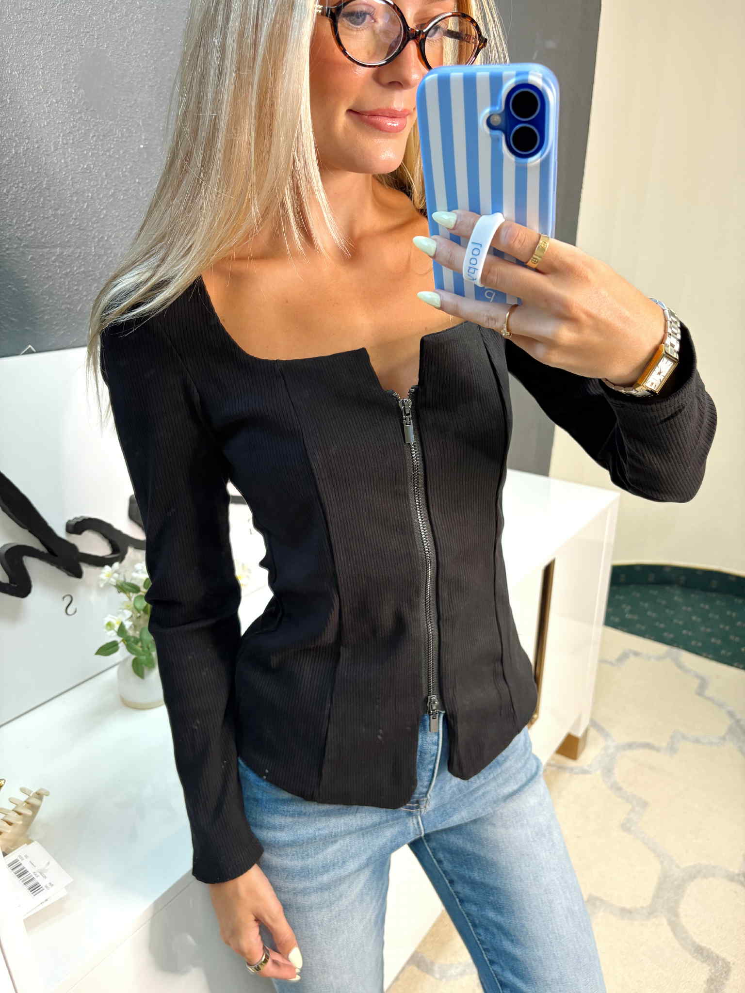 Gunmetal Zip Me Up Top