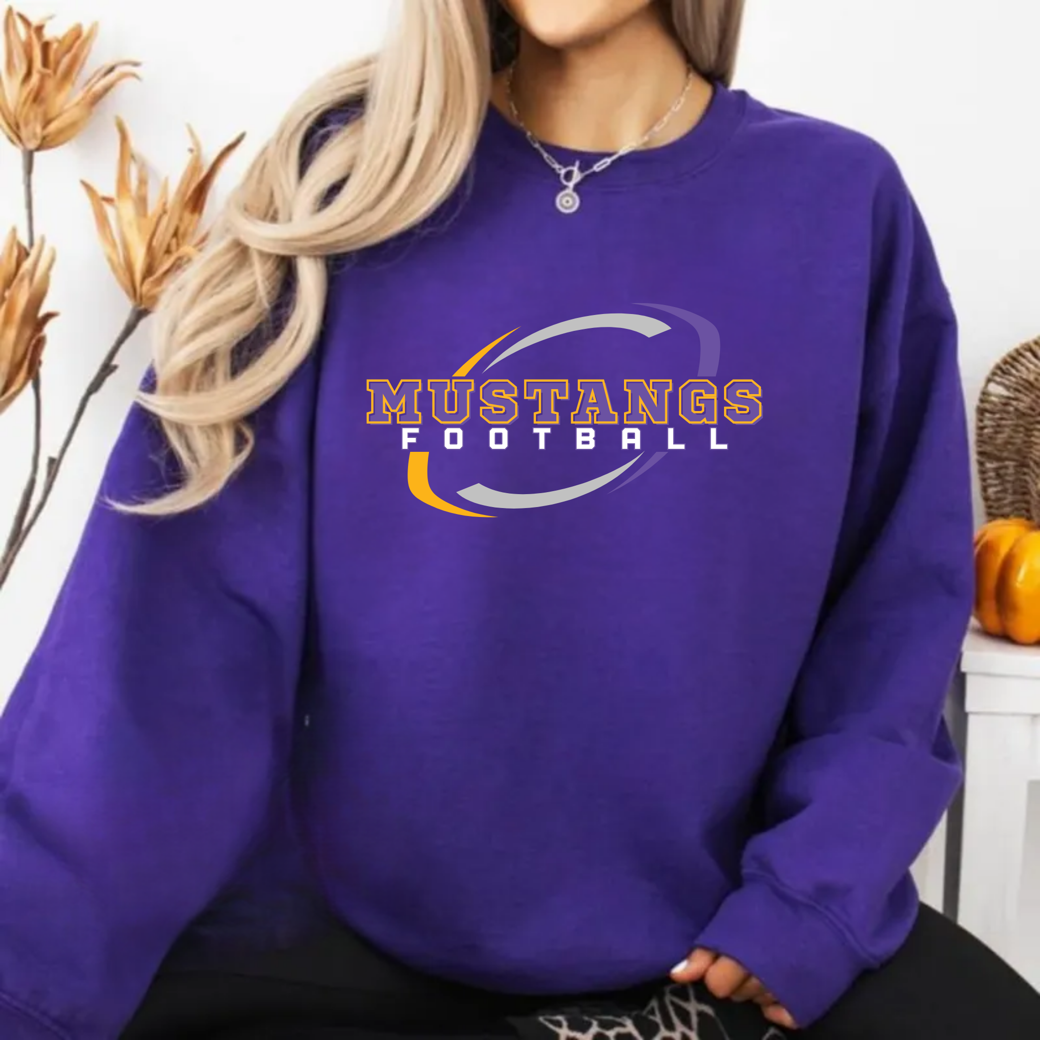 Gildan Softstyle Mustangs Football Swirl Sweatshirt