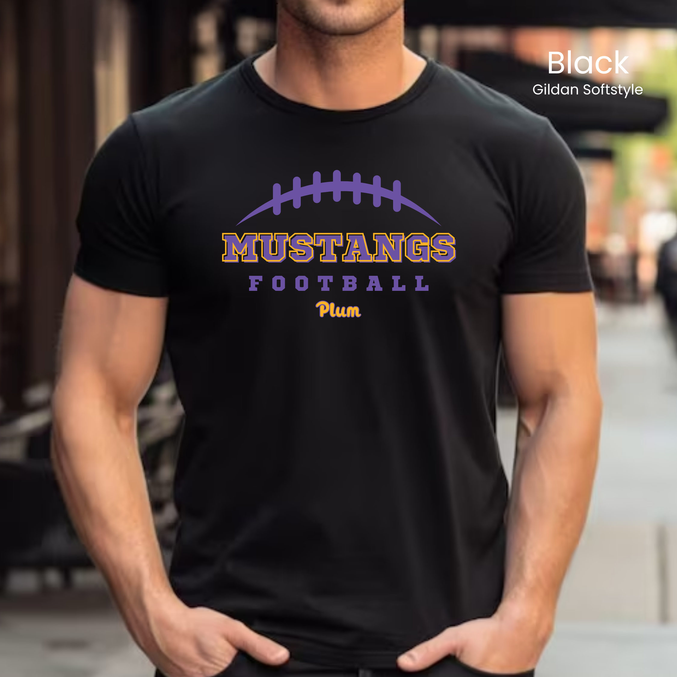 Gildan Softstyle Plum Mustangs Football Tee