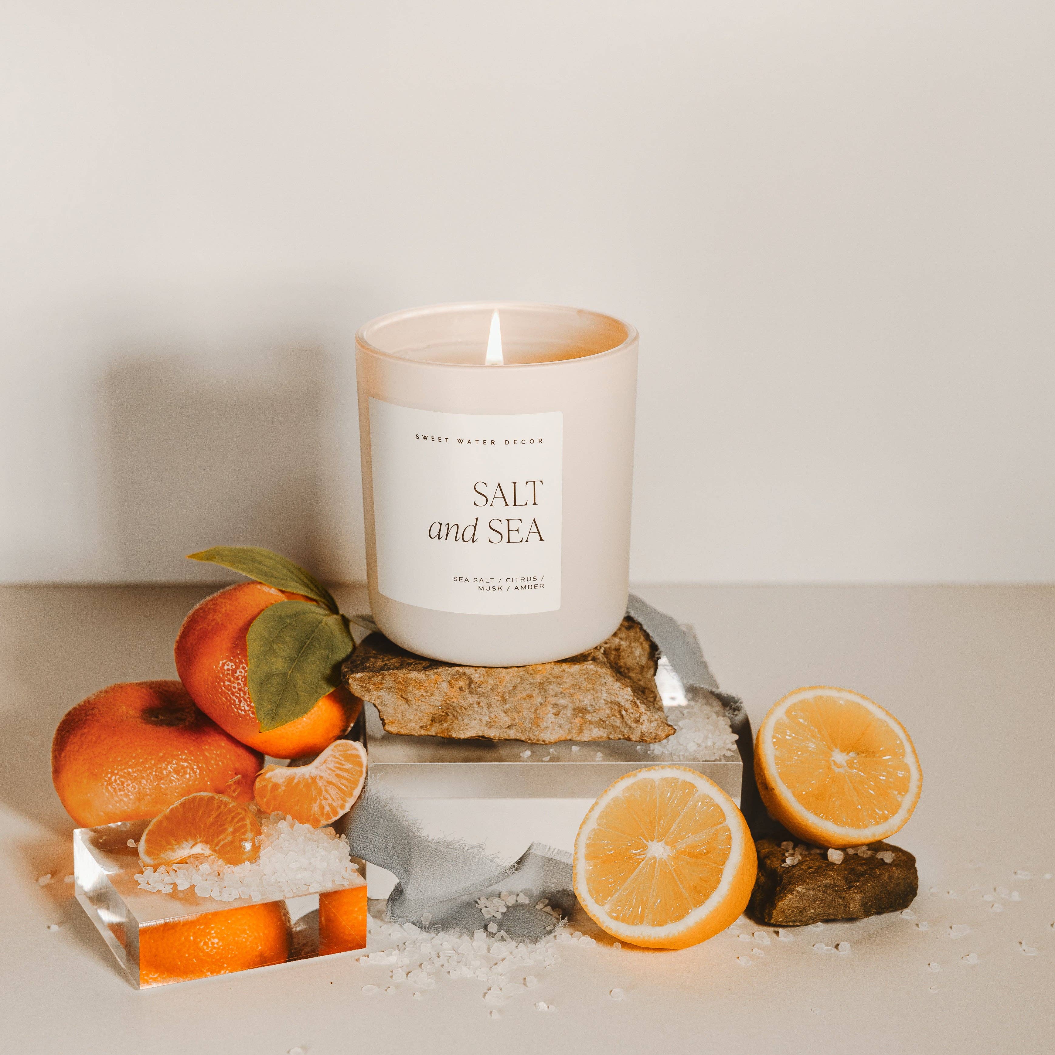 Salt and Sea 15 oz Soy Candle, Matte Jar