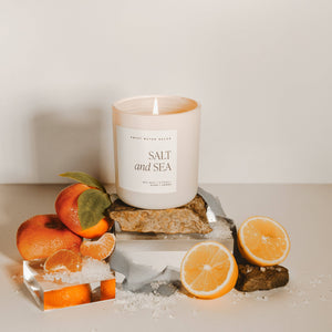 Salt and Sea 15 oz Soy Candle, Matte Jar