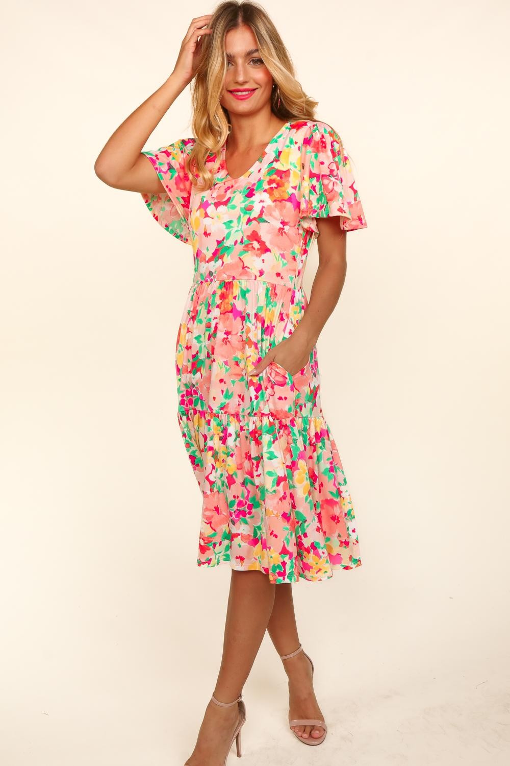Fit & Flair Floral Midi Dress