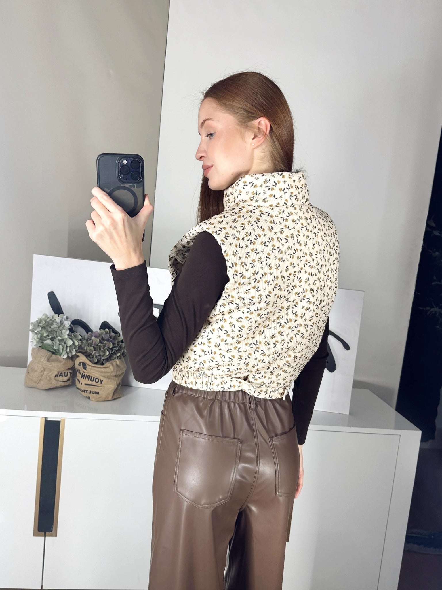 Corduroy Floral Vest