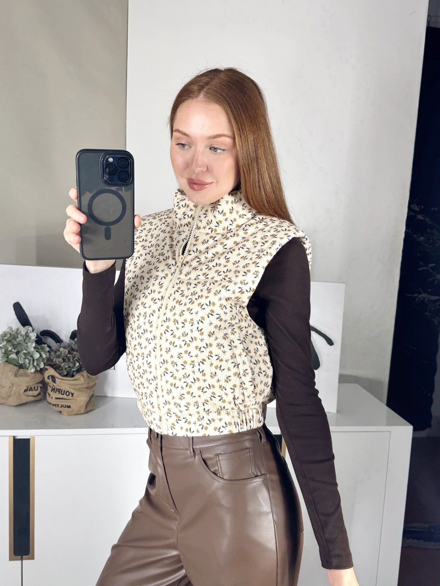 Corduroy Floral Vest