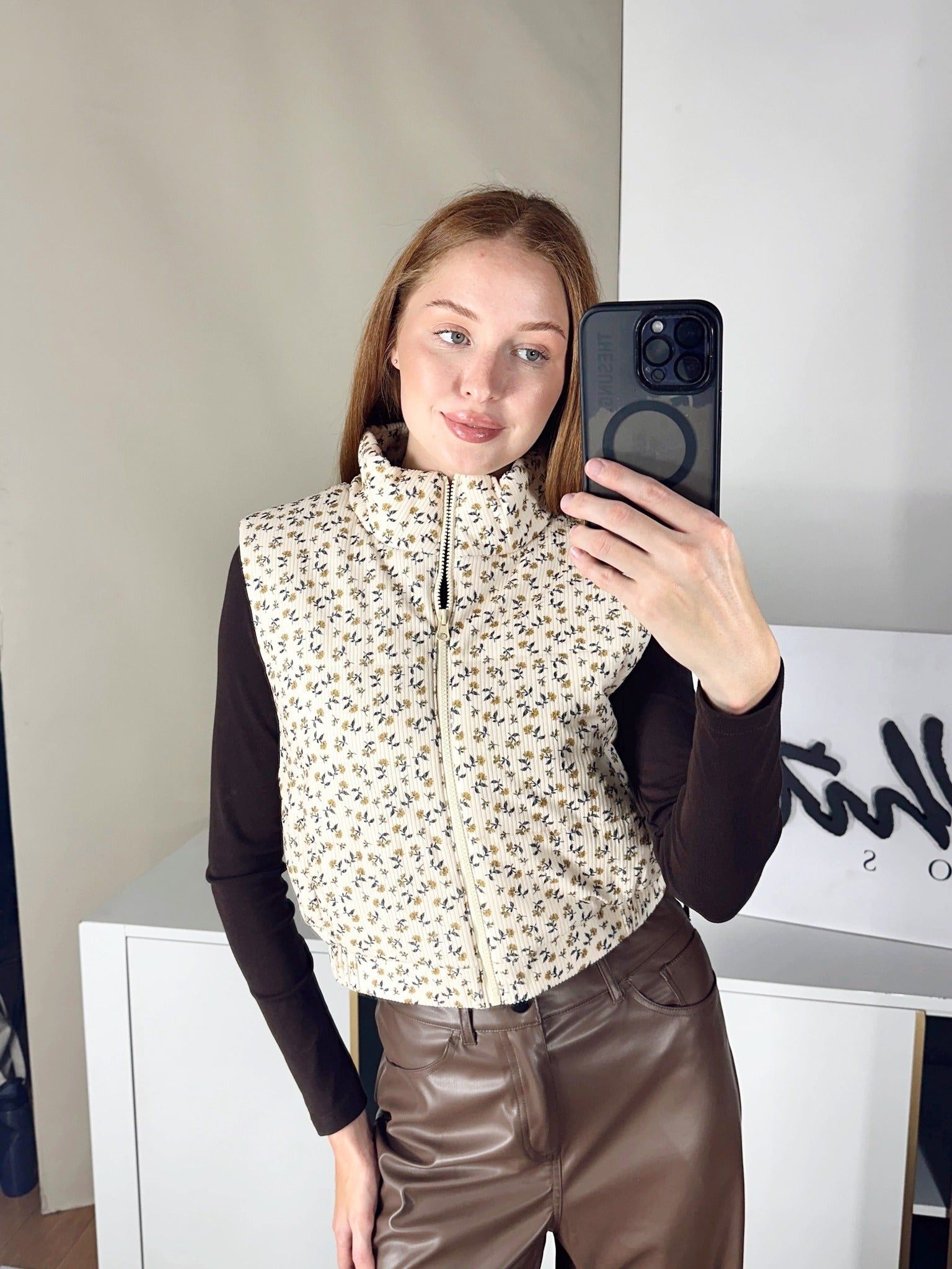 Corduroy Floral Vest