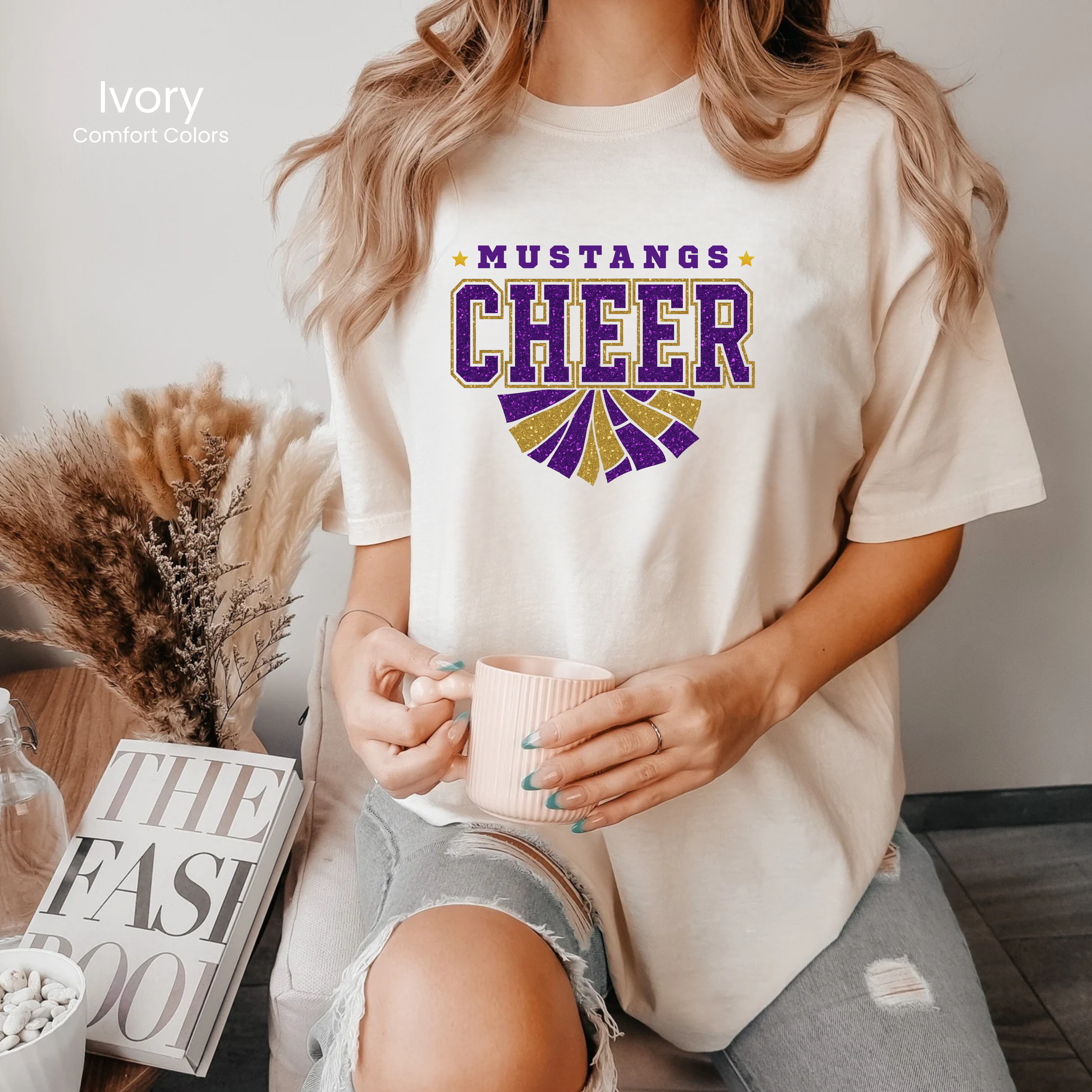 Comfort Colors Mustangs Cheerleading Glam Tee