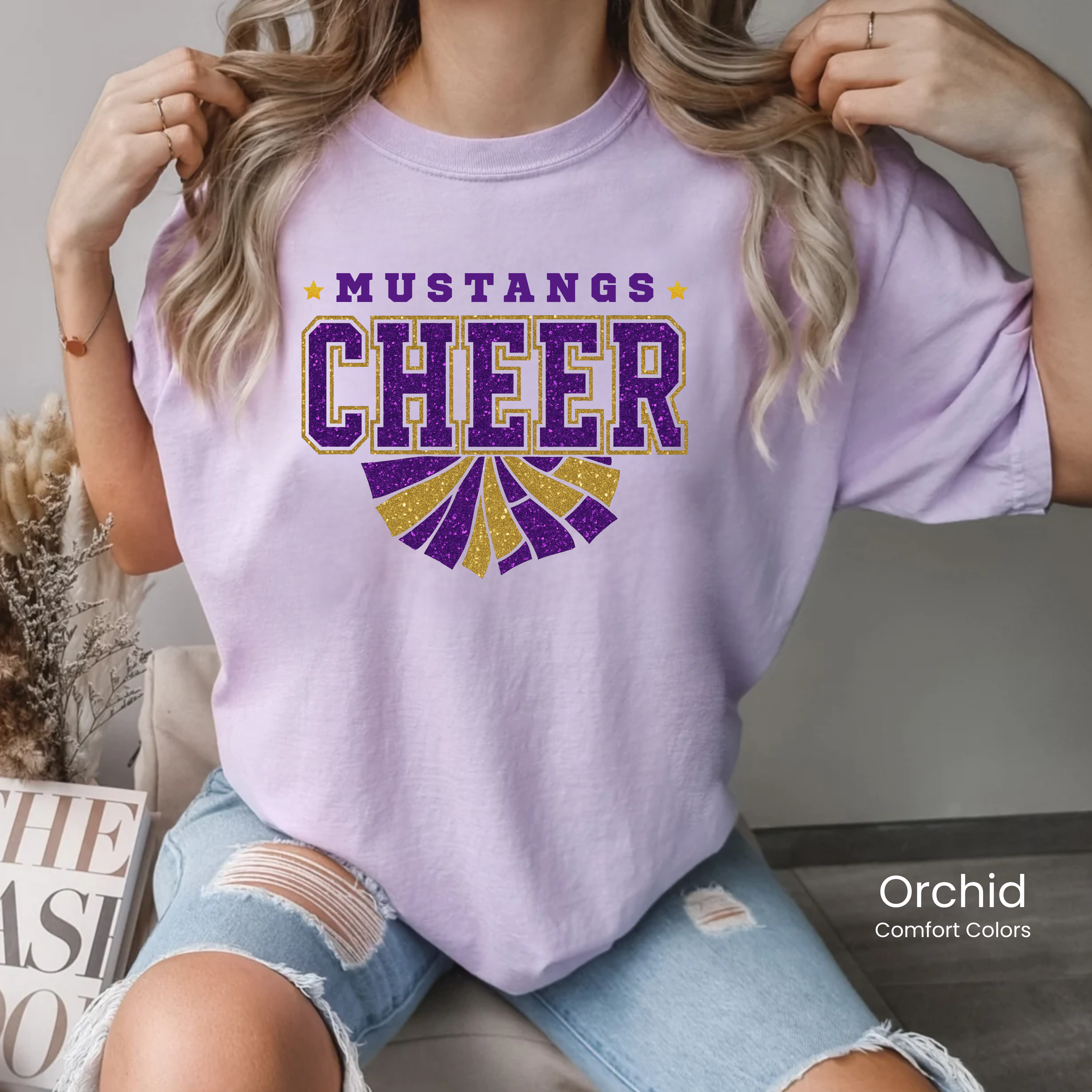 Comfort Colors Mustangs Cheerleading Glam Tee