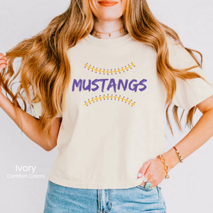 Comfort Colors Boxy Crop Mustangs Laces Tee