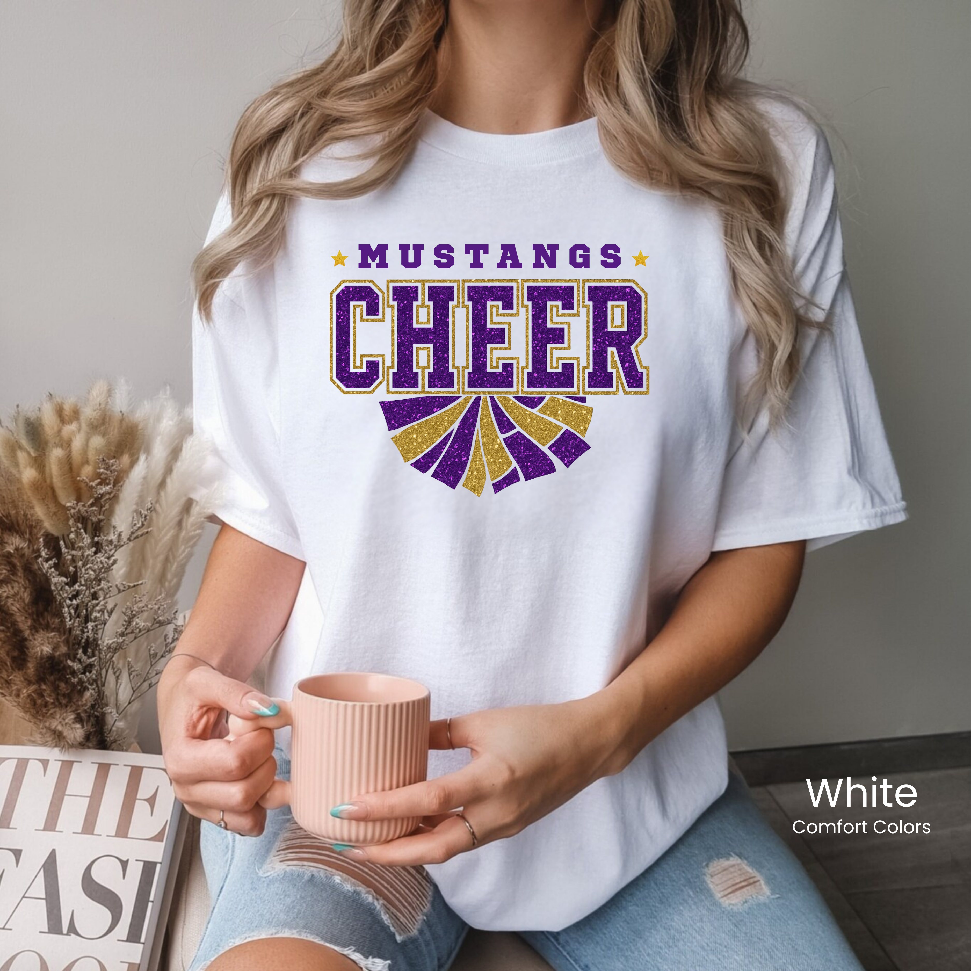 Comfort Colors Mustangs Cheerleading Glam Tee