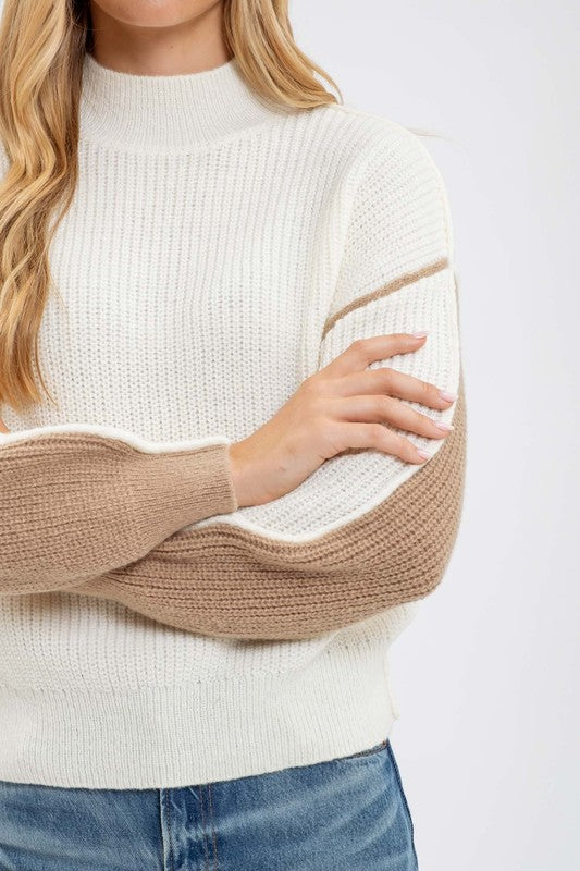 Neutral Exposed Seam Sweater