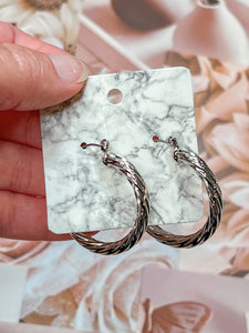 Medium Textured Metal Hoop Earrings