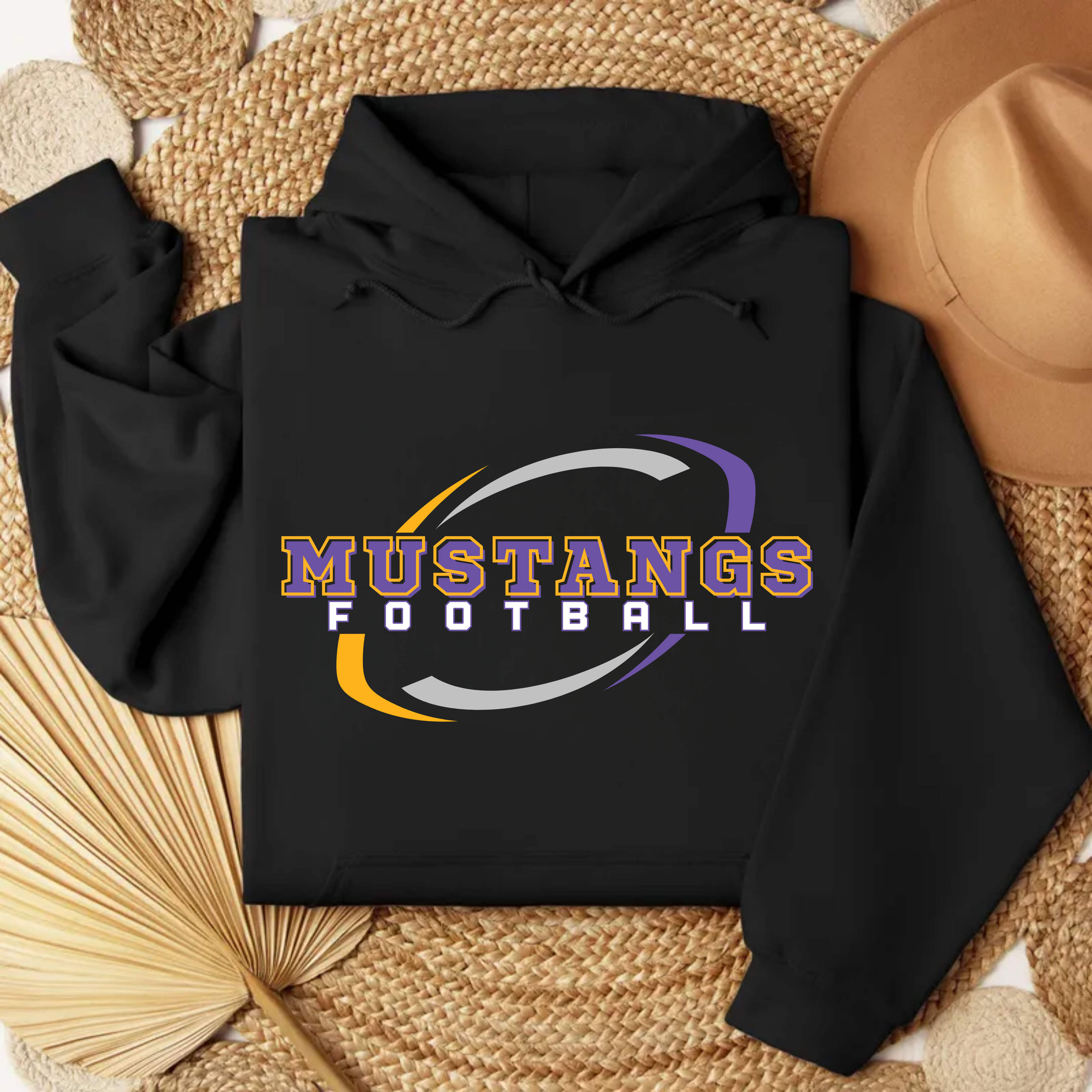 Gildan Softstyle Mustangs Football Swirl Hoodie