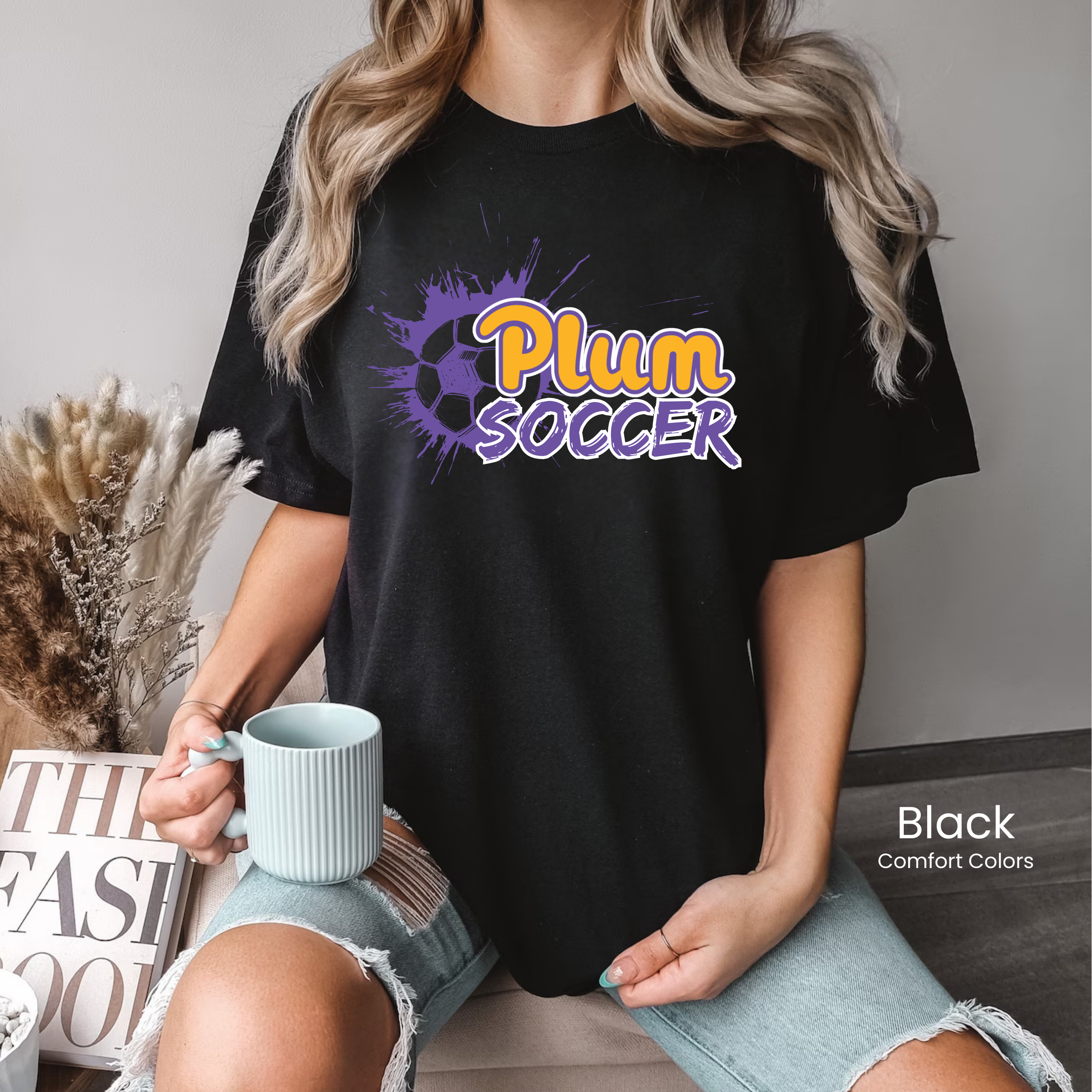 Comfort Colors Plum Soccer Splat Tee