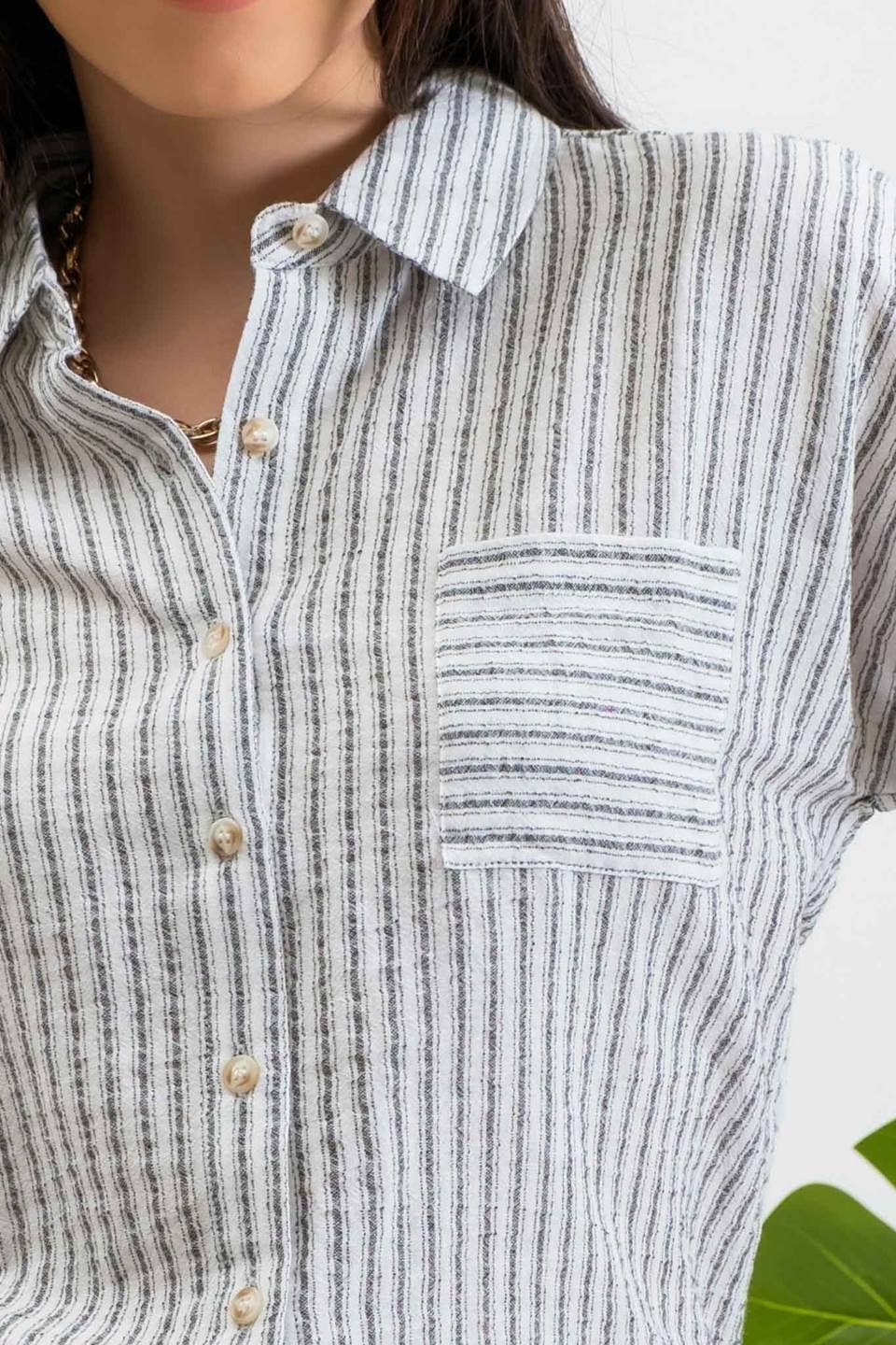 Striped Linen Button Up Shirt