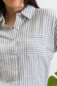 Striped Linen Button Up Shirt