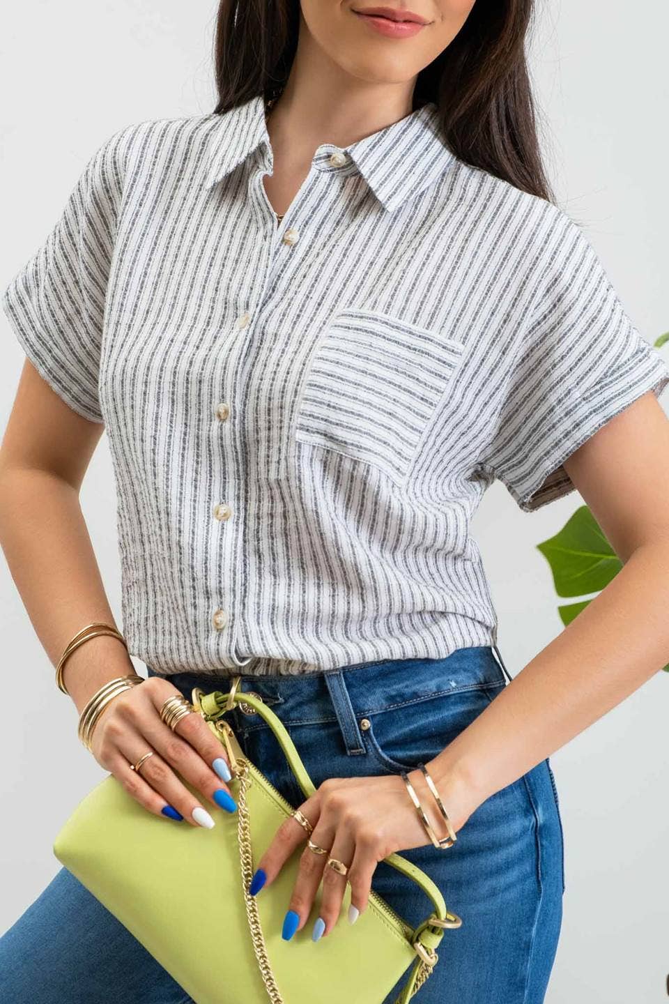 Striped Linen Button Up Shirt