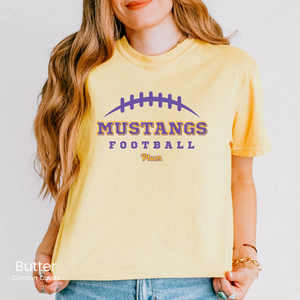 Comfort Colors Boxy Crop Plum Mustangs Football Tee