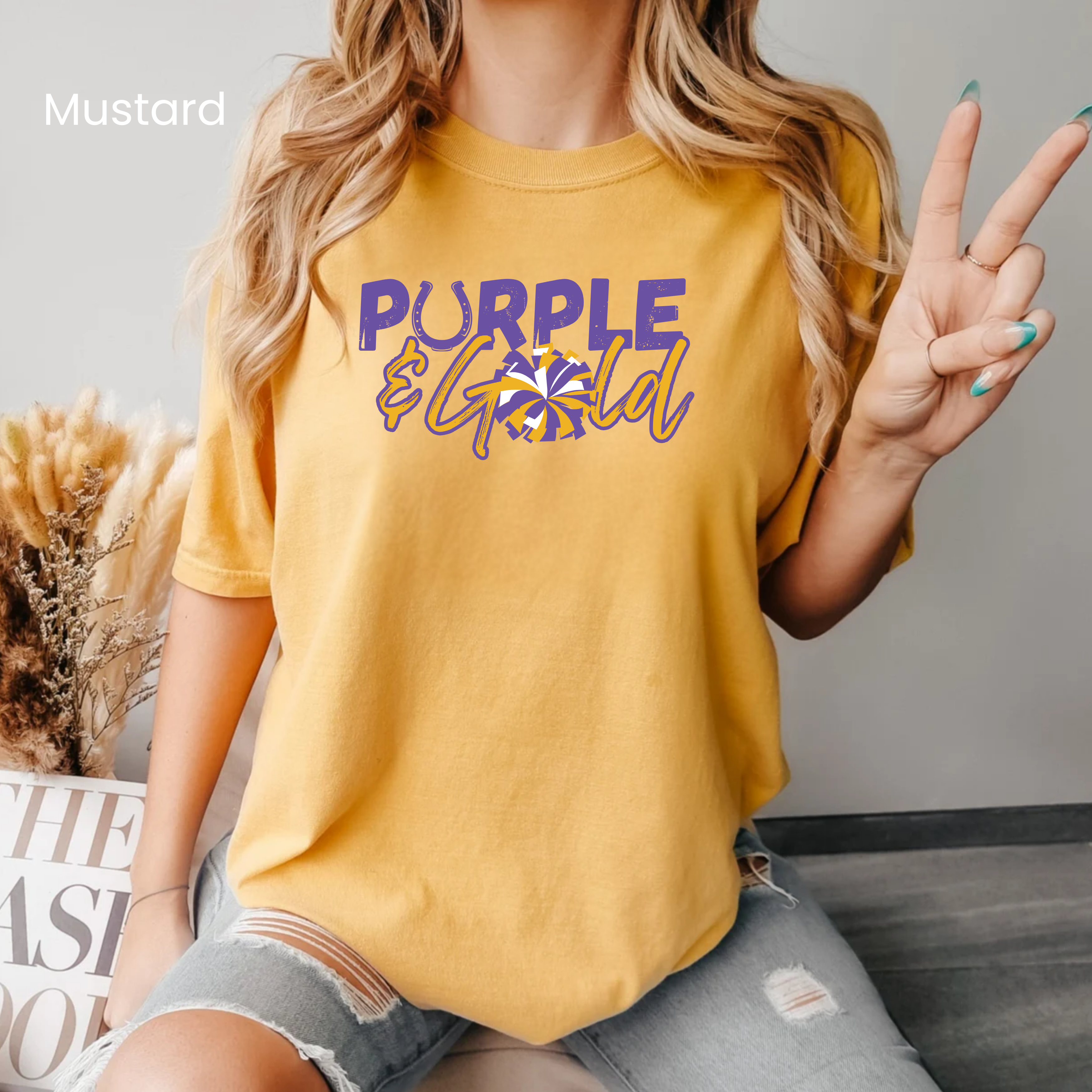 Comfort Colors Purple & Gold Pom Tee