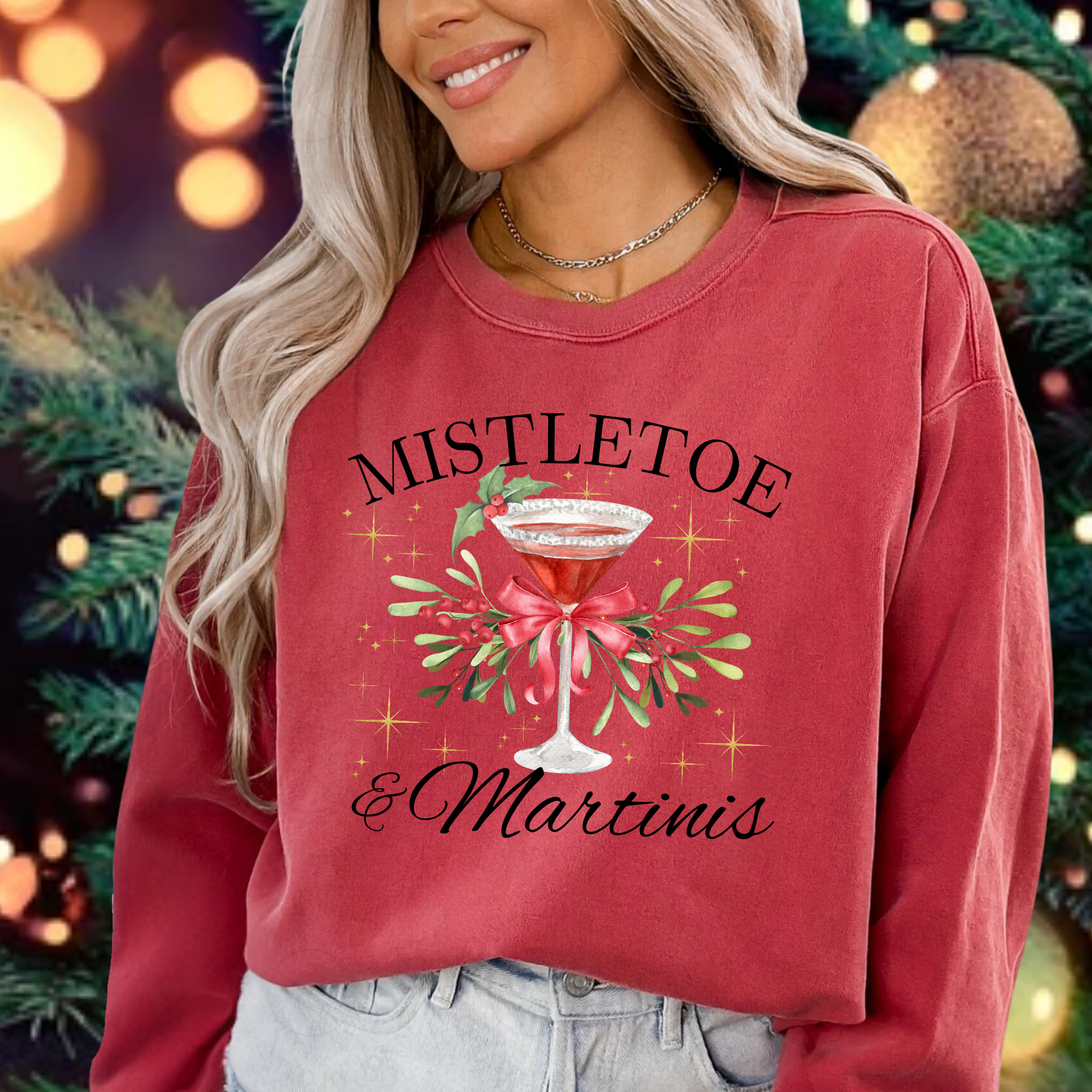 Comfort Colors Mistletoe & Martinis Sweatshirt