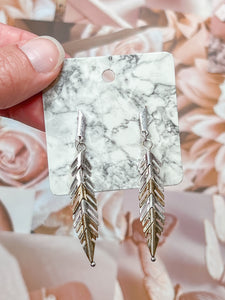 Two Toned Leaf Dangle Earrings