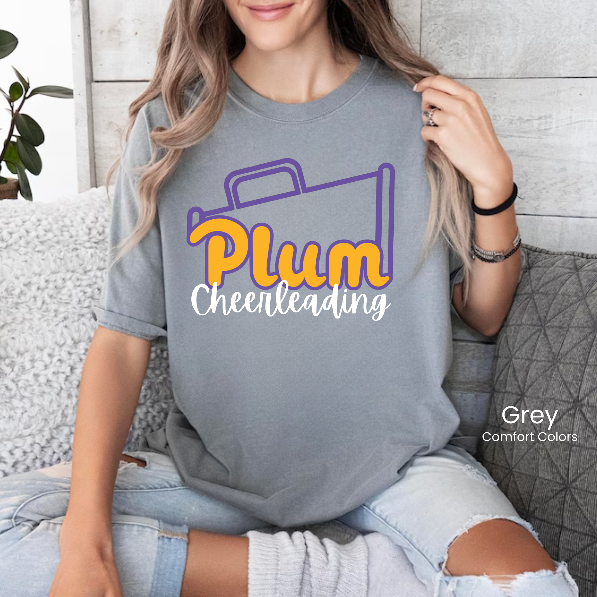Comfort Colors Plum Cheerleading Tee