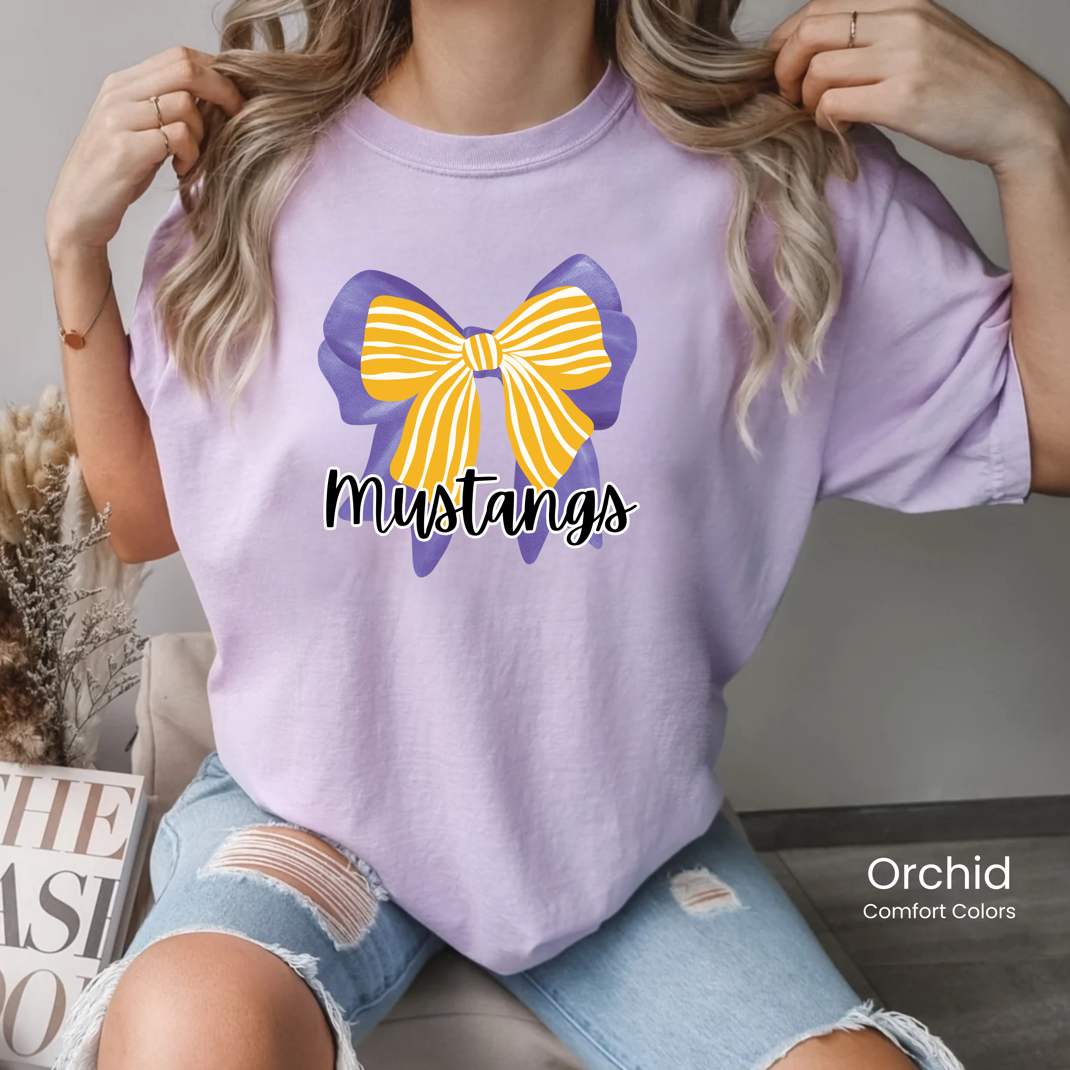 Comfort Colors Mustangs Double Bow Tee