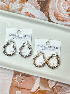 Small Textured Metal Hoop Earrings