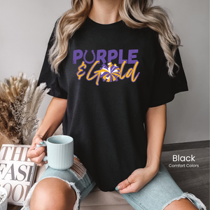 Comfort Colors Purple & Gold Pom Tee