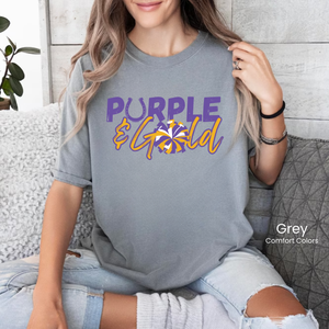 Comfort Colors Purple & Gold Pom Tee