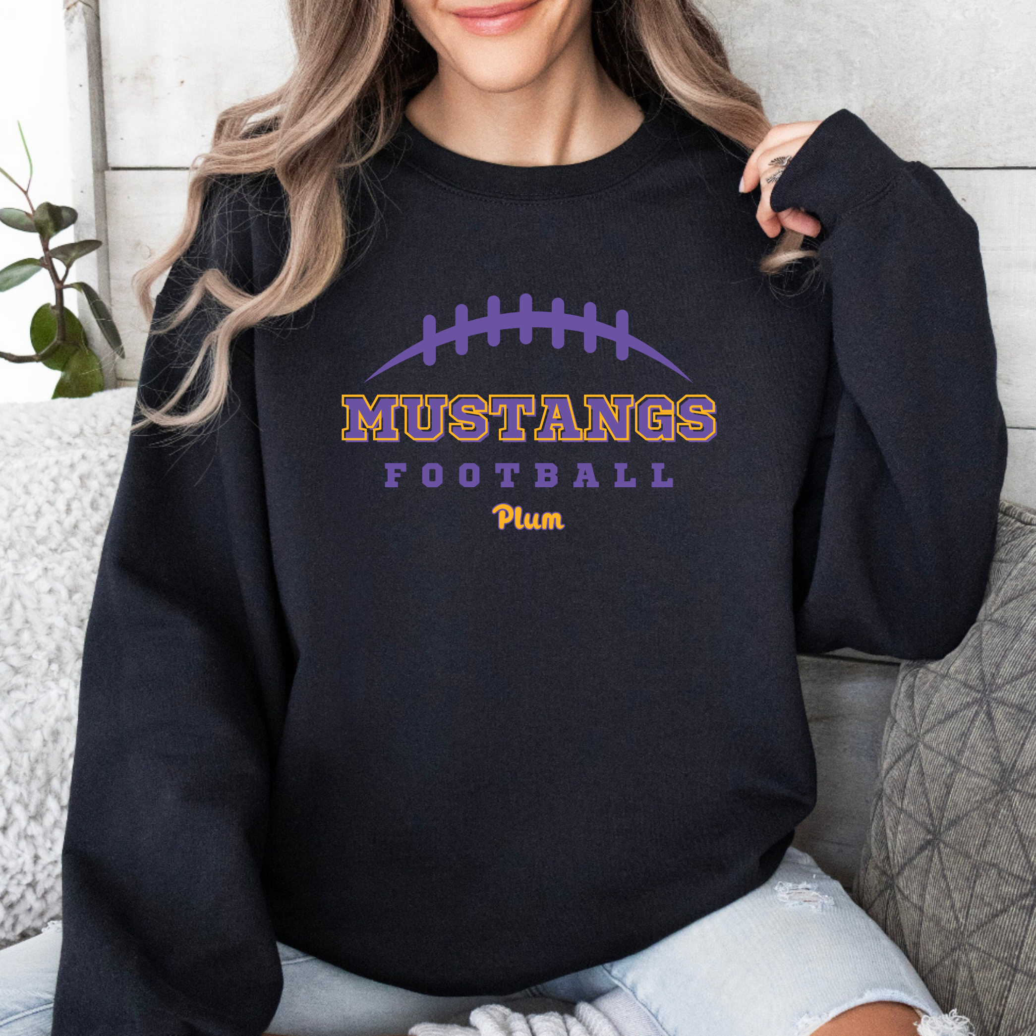 Gildan Softstyle Plum Mustangs Football Sweatshirt