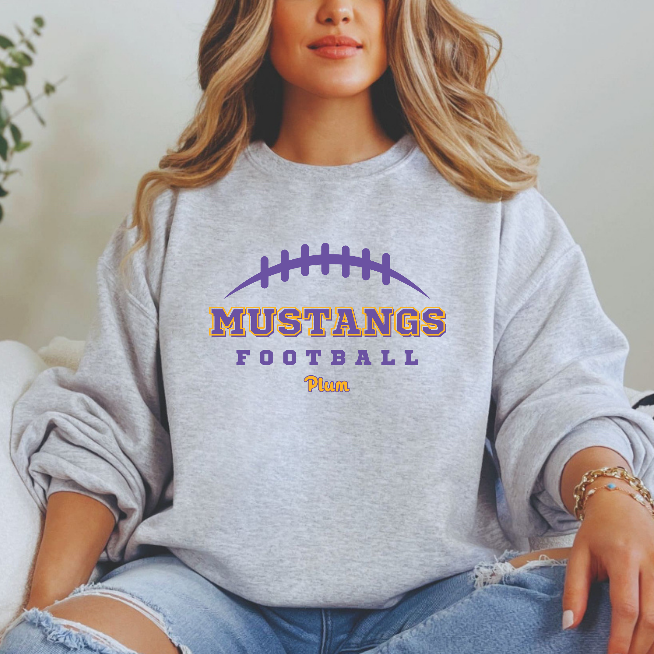 Gildan Softstyle Plum Mustangs Football Sweatshirt