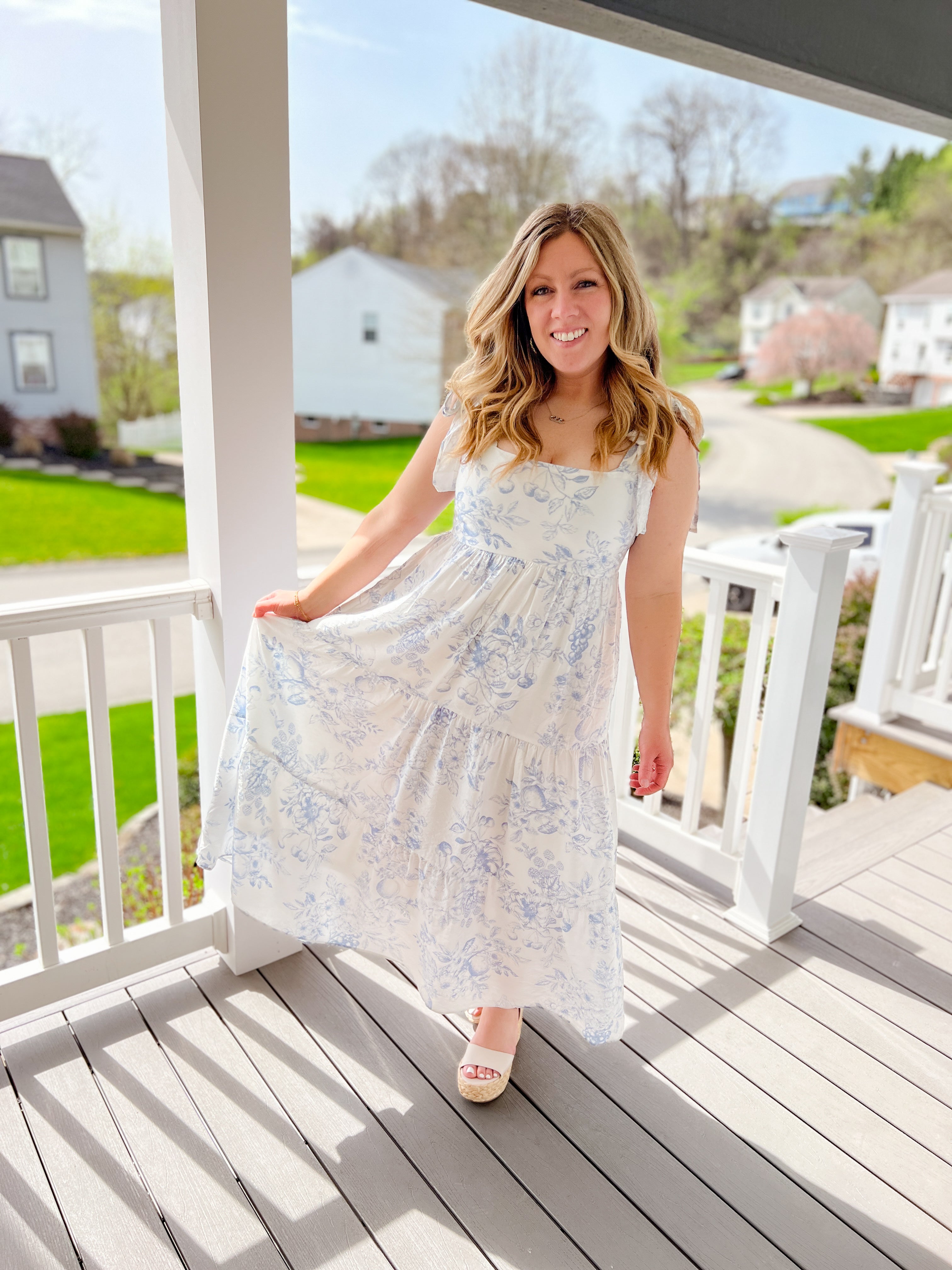 Fruit Blossom Tiered Midi Dress