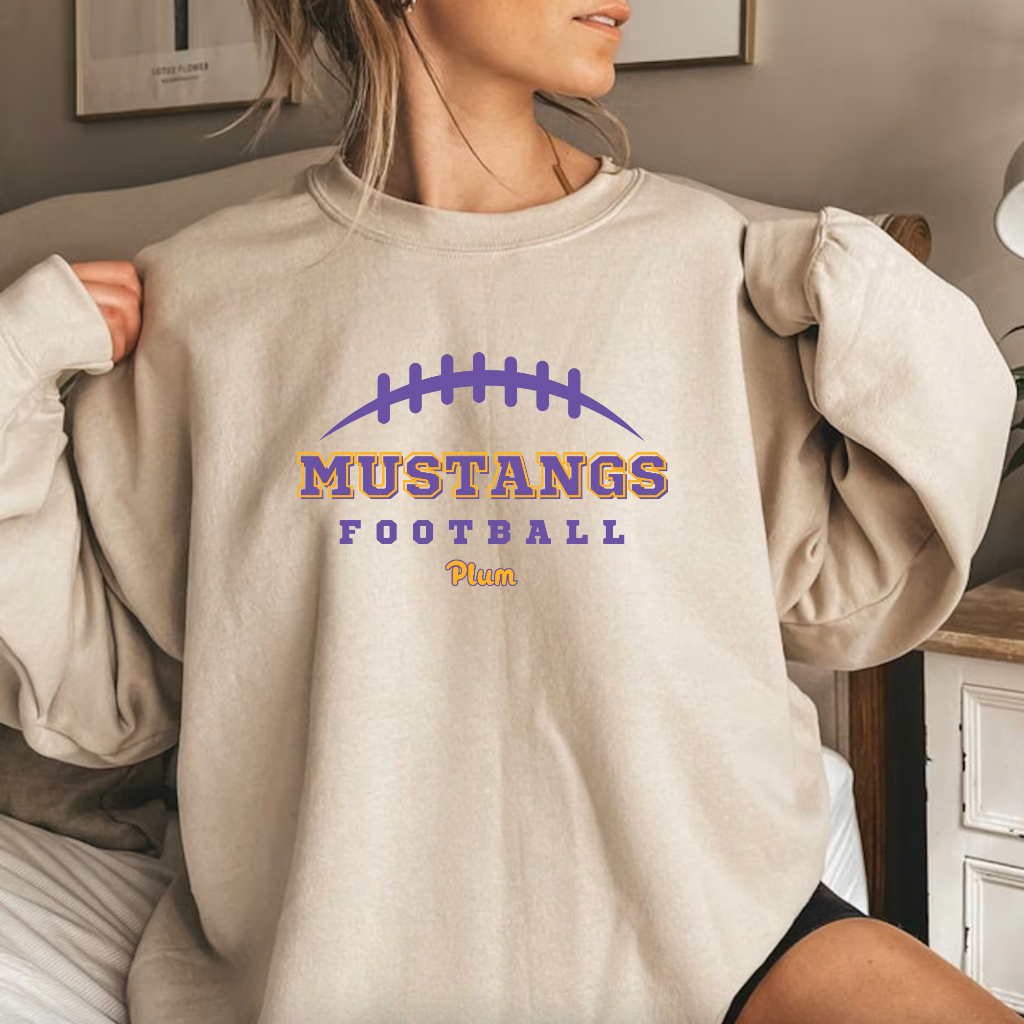 Gildan Softstyle Plum Mustangs Football Sweatshirt