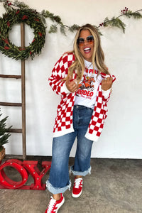 {PRE-ORDER} Red Checker Holiday Cloud Cardigans