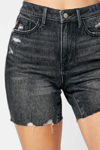 Bryn Tummy Control Rigid Magic Denim Shorts in Black