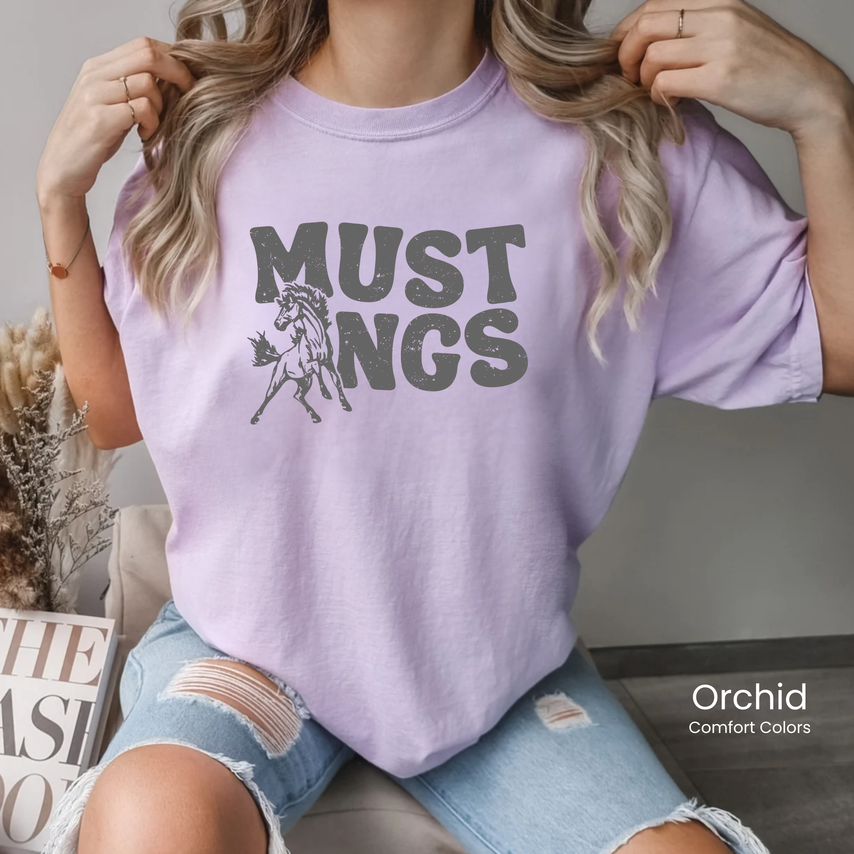 Comfort Colors Grey Groovy Mustangs Tee