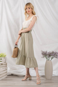 Light Olive Button Down Midi Dress