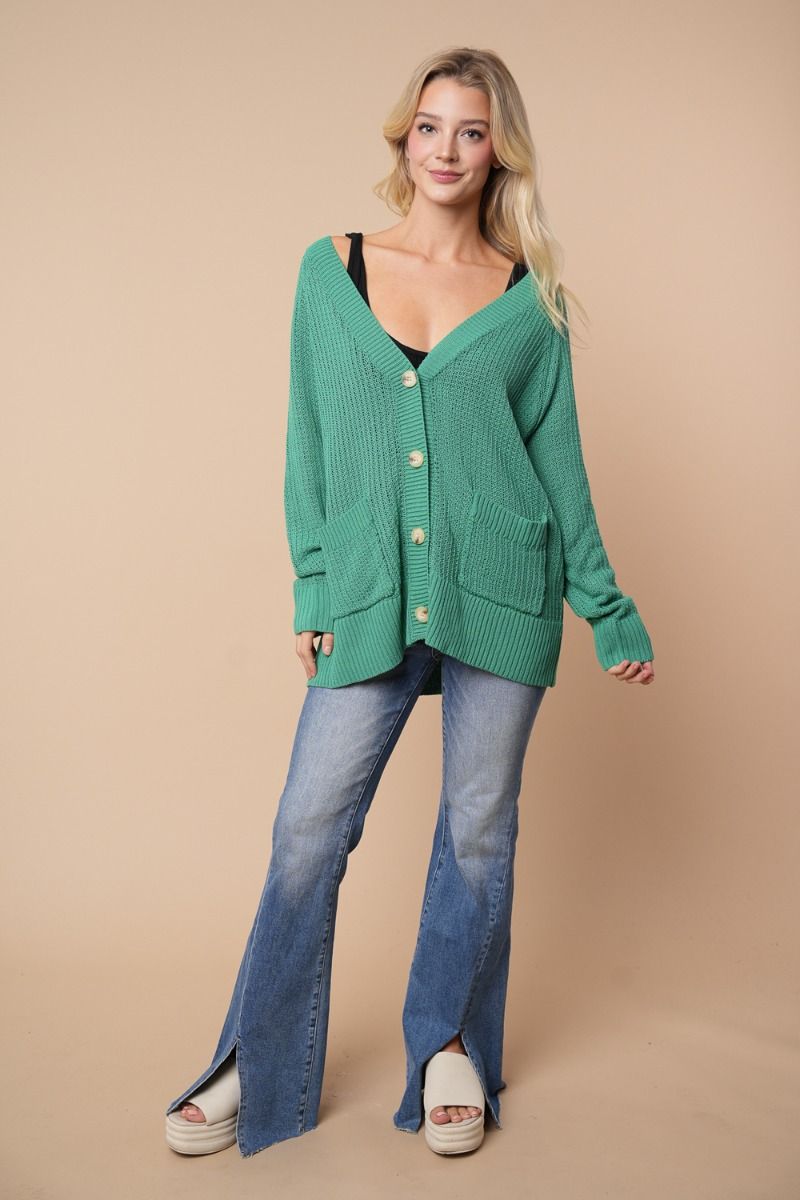 Kelly Green Button Up Cardi