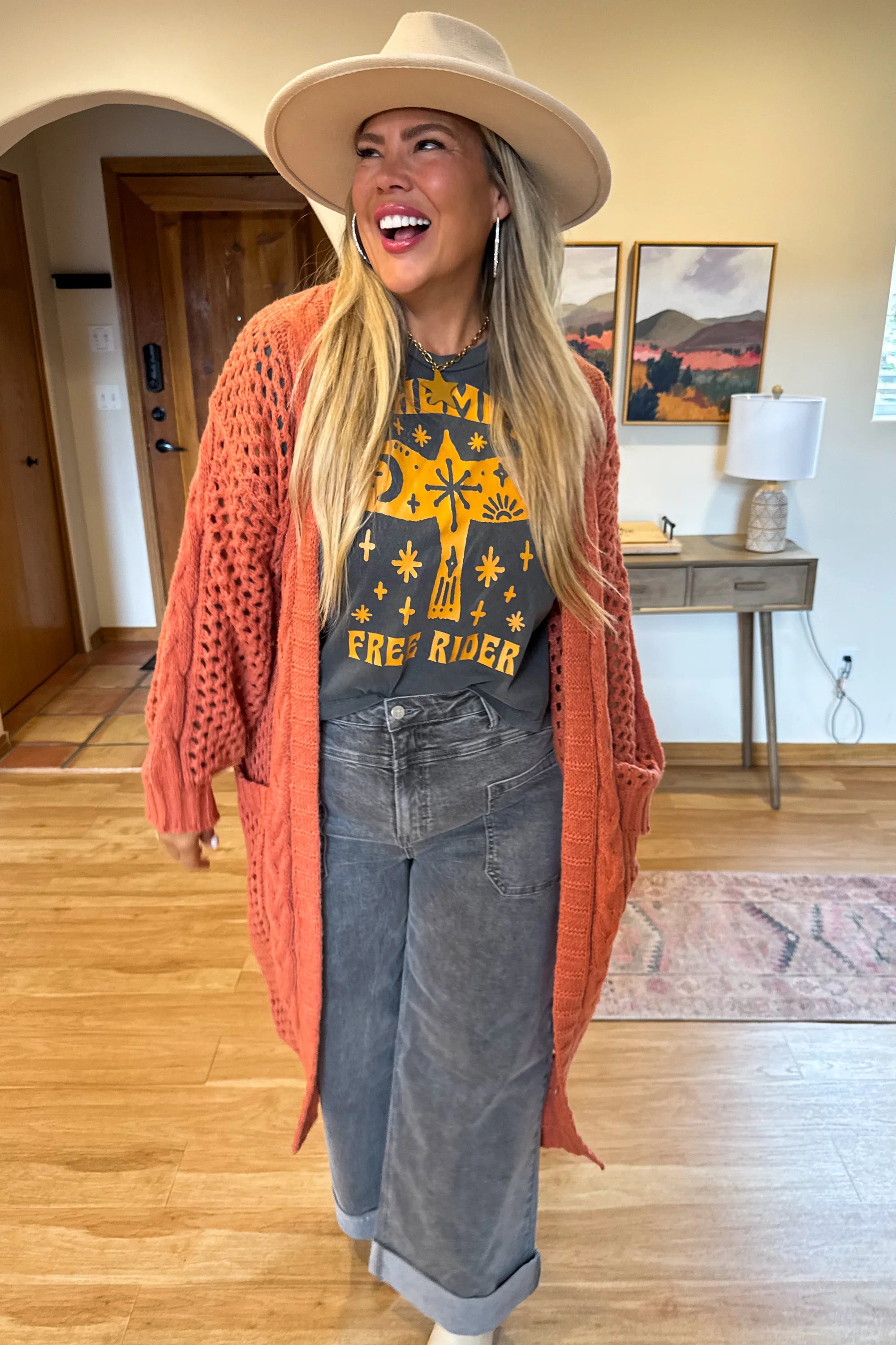 Kandias Knit Cardigan in Rust