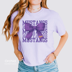 Comfort Colors Boxy Crop Mustangs Bow Tee