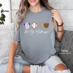 Comfort Colors Let's Go Mustangs Baseball Tee