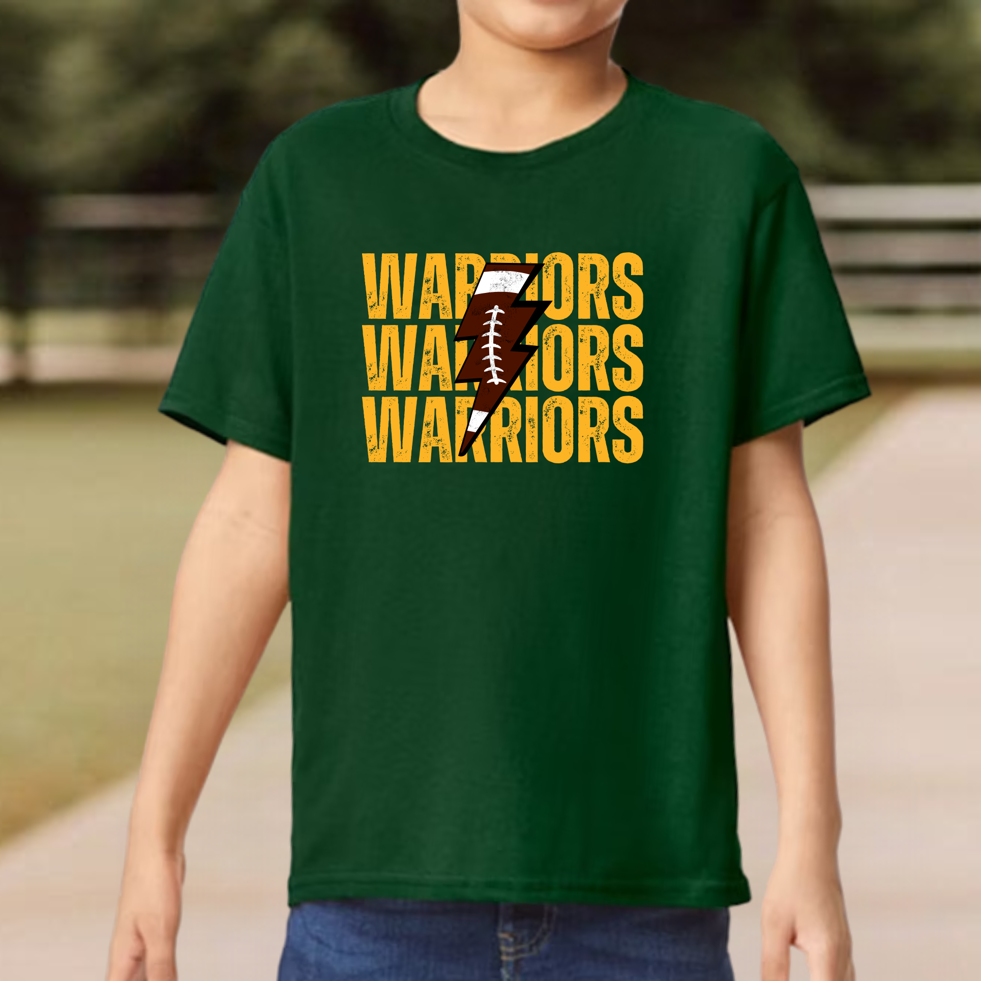 Youth Warriors Football Lightening Bolt Tee