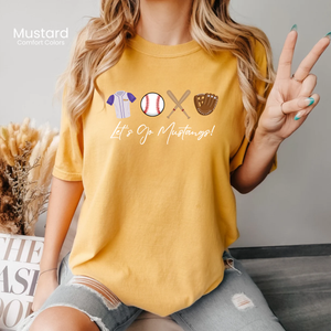 Comfort Colors Let's Go Mustangs Baseball Tee