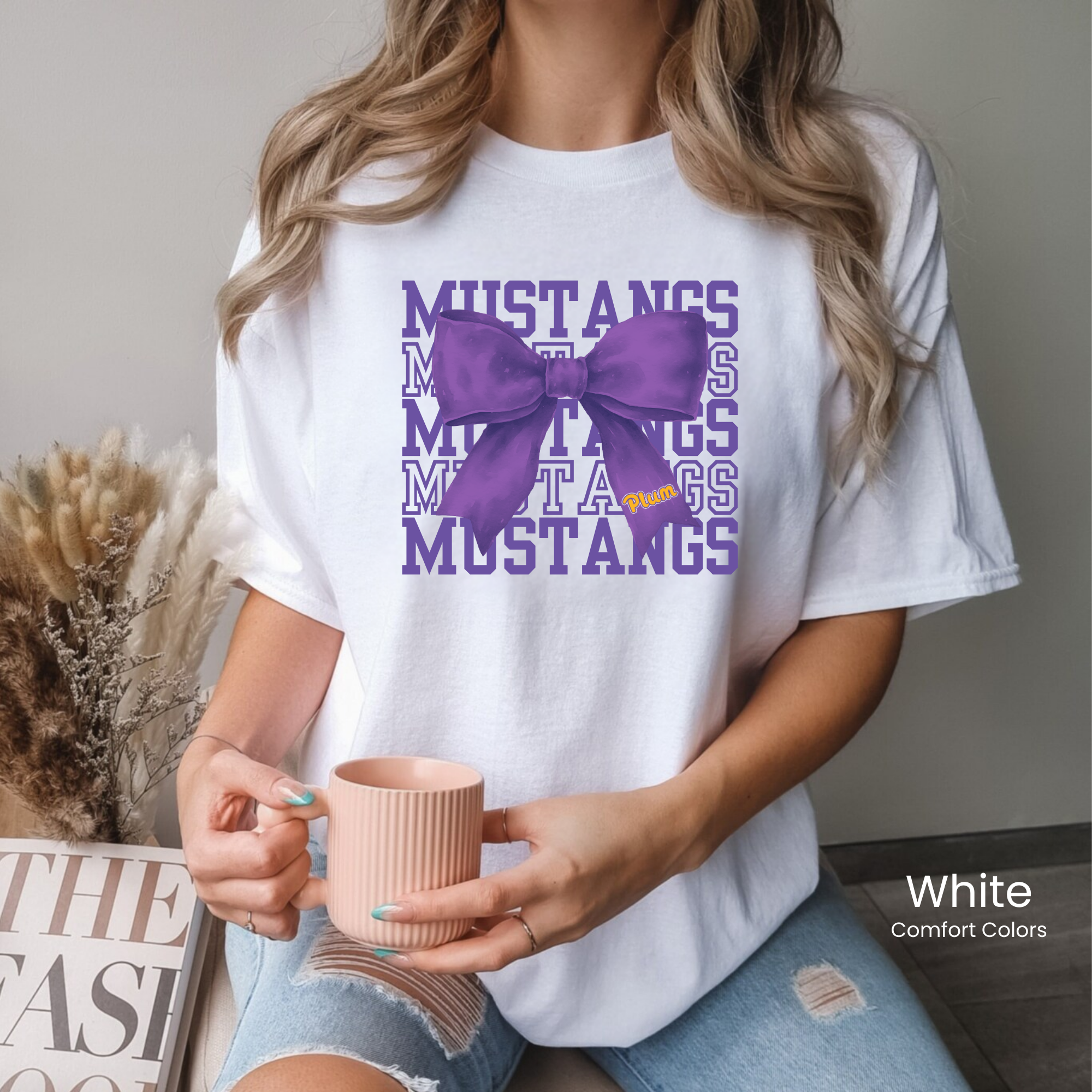 Comfort Colors Mustangs Bow Tee