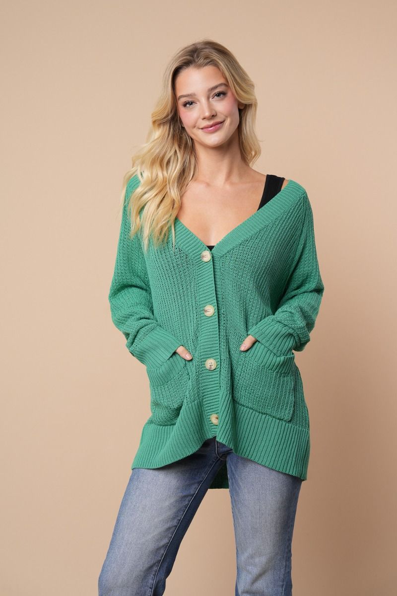 Kelly Green Button Up Cardi