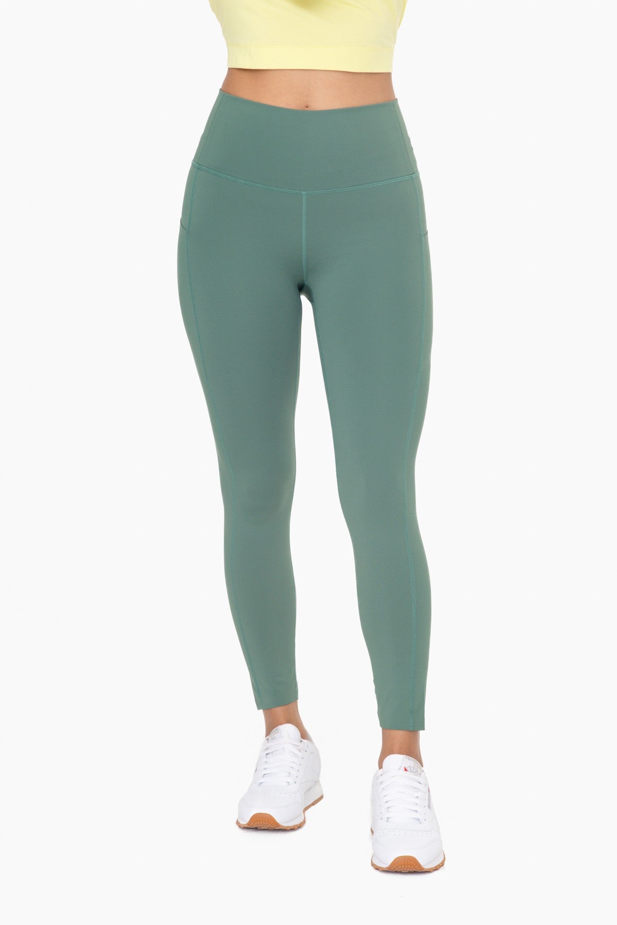 Laser-Cut and Bonded Essential Foldover Leggings in Dark Basil