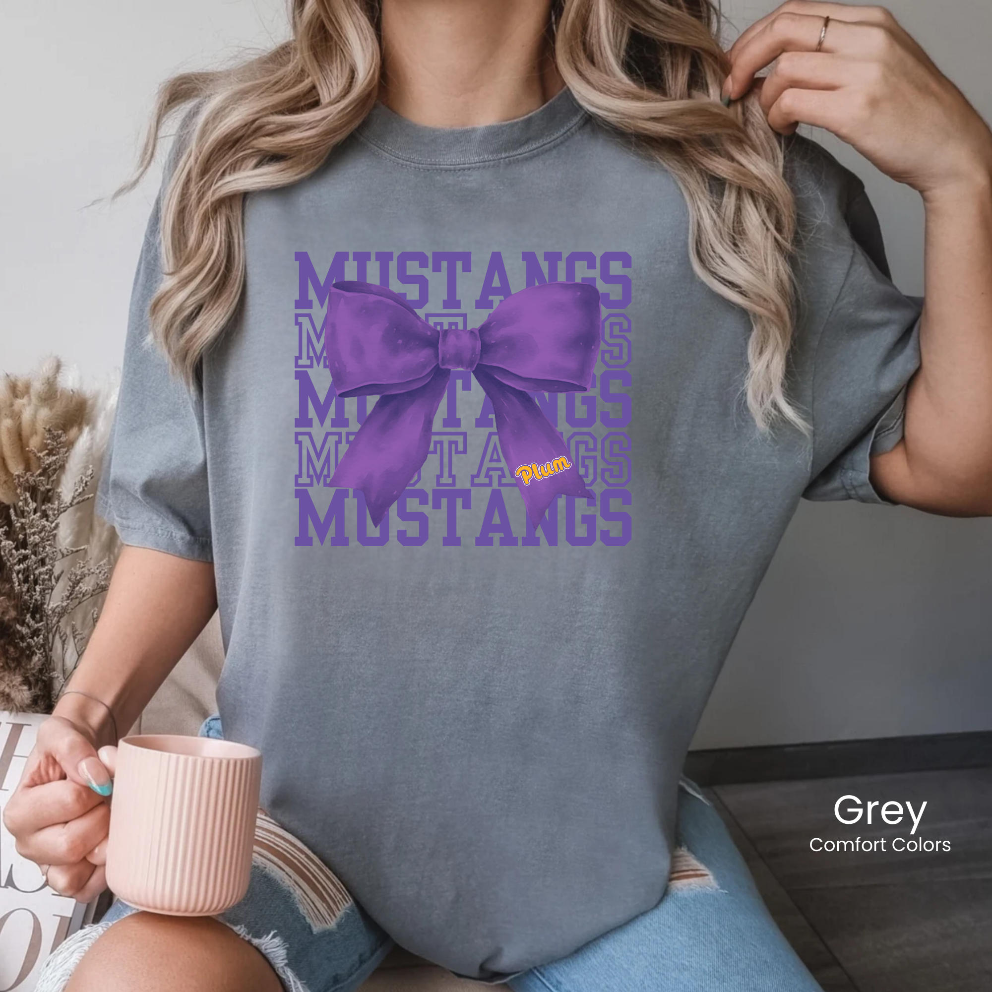 Comfort Colors Mustangs Bow Tee