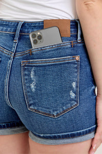 Judy Blue Mid-Rise Cell Phone Pocket Dad Shorts