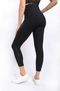 Metallic Splice High-Waist Leggings